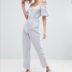 Off the shoulder jump suit